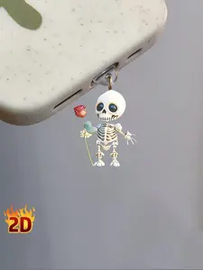 Cute Skull Design Phone Dust Plug, 2pcs Creative Smartphone Charging Port Dust Plug, Cellphone Accessories for iPhone & Android Phone, Cell Phone Charm, Phone Decoration, Cutie Phone Charm