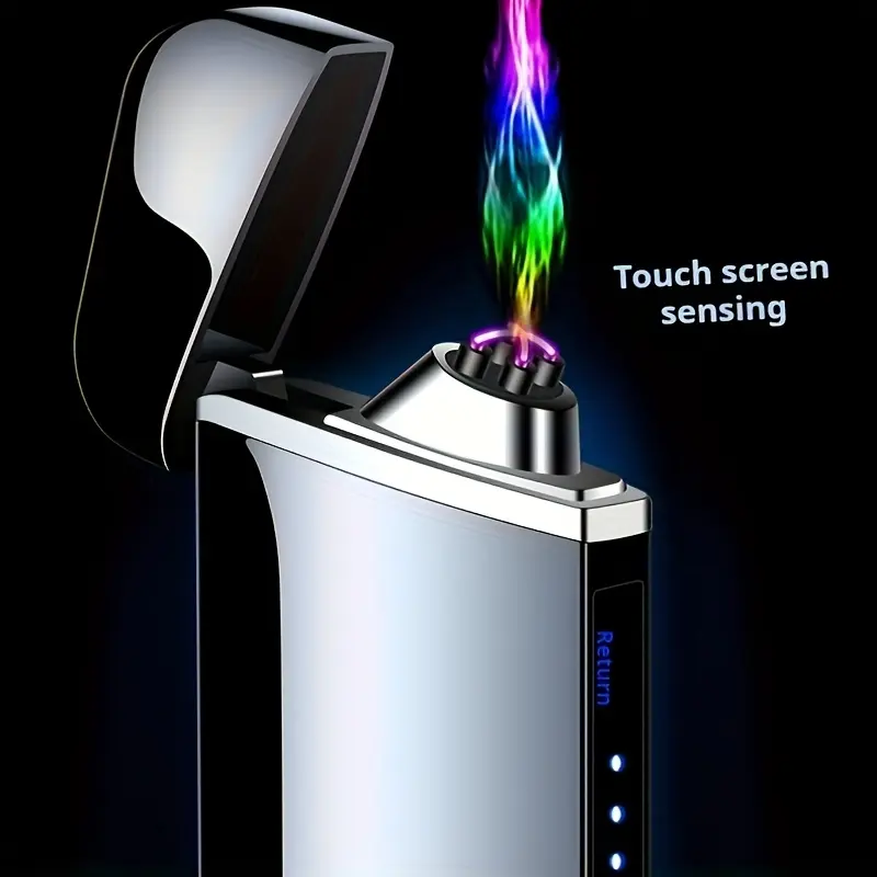 Windproof Dual Arc Flameless Lighter - USB Rechargeable, Low-Temperature Compatible, Portable, Durable, Sleek, Electronic Ignition, Camping Essentials, Ideal Gift for Dads, Accessories (Flameless, Electronic Ignition, USB Lighter, Windproof Arcs)