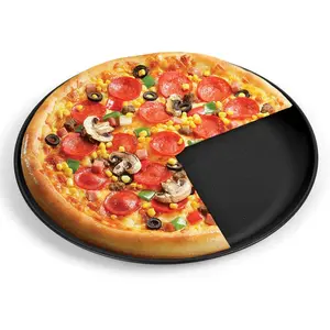 Pizza Pan Bakeware for Home Kitchen, Stainless Steel Pizza Tray for Baking Pizza, Healthy & Reusable & Easy Clean, Oven & Freezer Safe, 12 Inch & Black