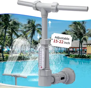 KLLEYNA Dual Spray Pool Fountains for Above-Inground Swimming-Pool - Telescopic 15-22" Pipe Height, Summer Waterfall Cooler Enhance Circulation,Pool Sprinkler Adjustable Pressure Control Outdoor Decor