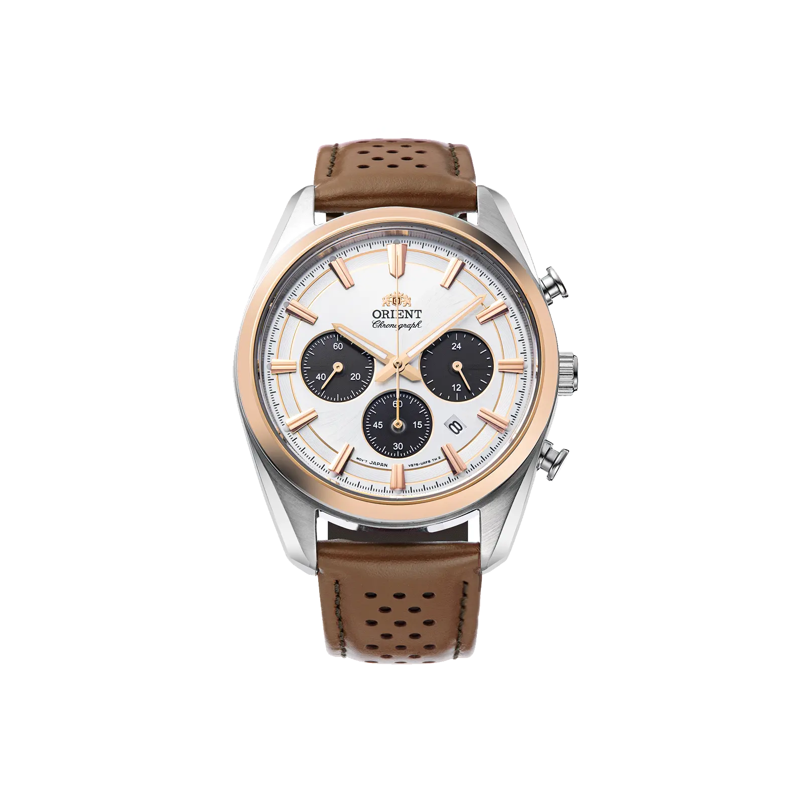 Orient Stretto 40mm Solar Quartz Chronograph Men's Fashion Watch - Casual Trendy Wristwatch, Stainless Steel Buckle, Sapphire Crystal, 12-Month Support, Stainless Steel Watches
