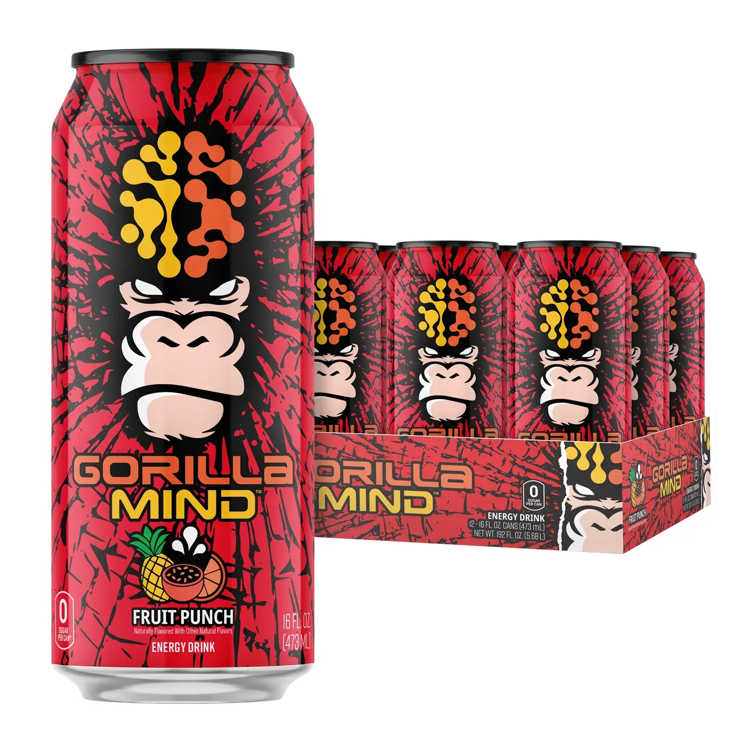 Gorilla Mind Energy Beverage - Sugar-Free, Gluten-Free, Non-GMO - 200mg Caffeine, Nootropic-Infused (Case of 12) Gorilla Mind Energy Beverage - Sugar-Free, Gluten-Free, Non-GMO - 200mg Caffeine, Nootropic-Infused (Case of 12)