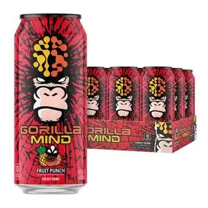 Gorilla Mind Energy Drink - Sugar-Free, Gluten-Free, Non-GMO - 200mg Caffeine with Nootropics (Case of 12)