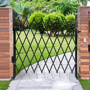 Garvee Heavy Duty Single Folding Security Gate, 61” H x 71” W, Expandable Steel Barrier with 360° Swivel Casters & Key Lock, Retractable Scissor Gate for Warehouse, Garage, Driveway, Pool Safety