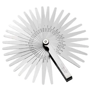 Feeler Gauges 0.001-0.04" (0.03-1.00mm) 32  Tapered Feeler Gauge Set Stainless Steel Dual Marked SAE and Metric for Measuring Gap Thickness or Width for Spark Plug, Valve, , Guitar