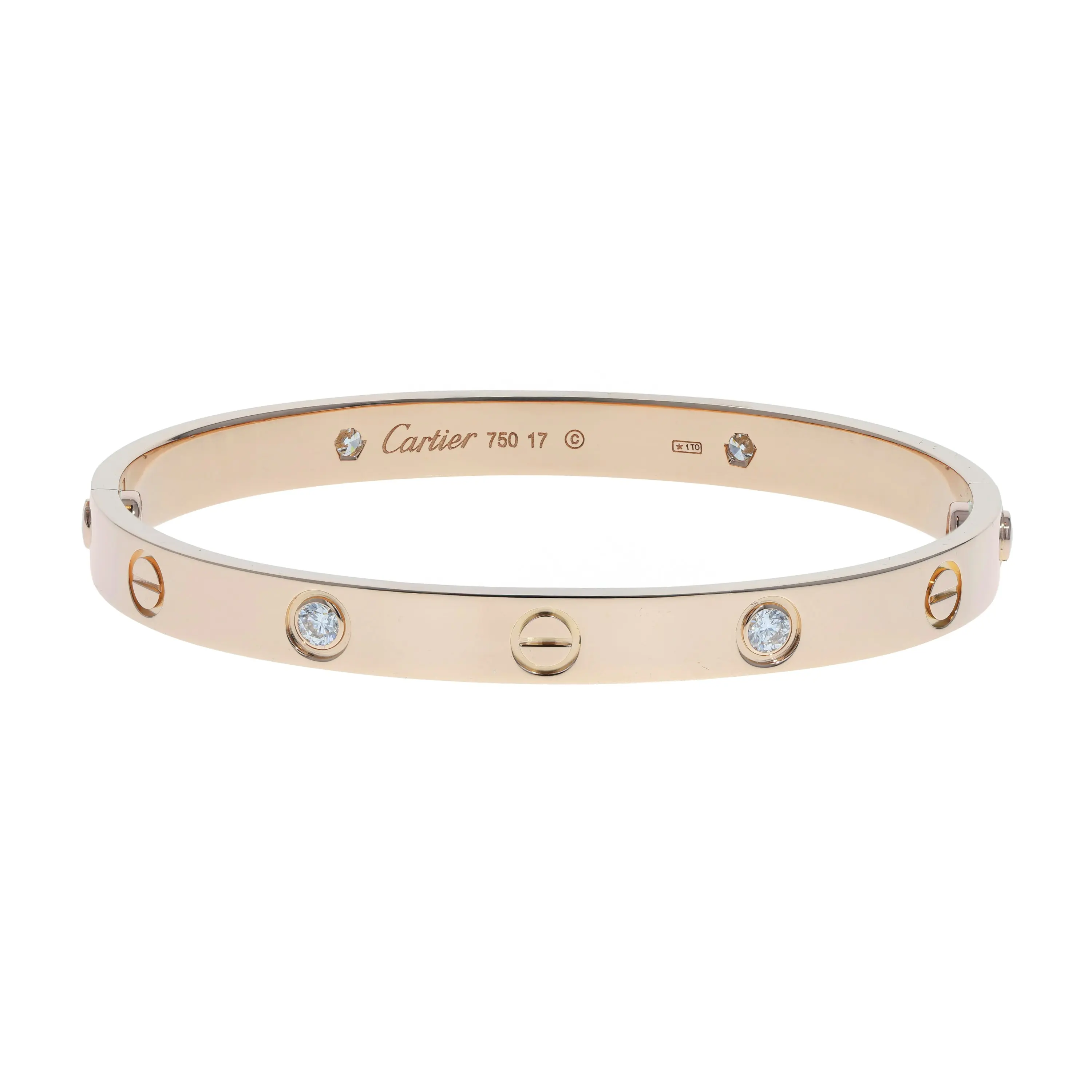 Pre-owned Cartier Love Bangle Bracelet Size 17
