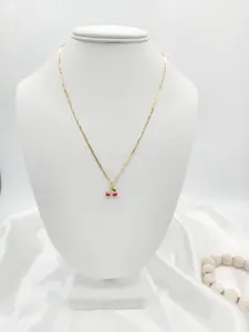 Cuban link chain with minimalist cherry pendant.