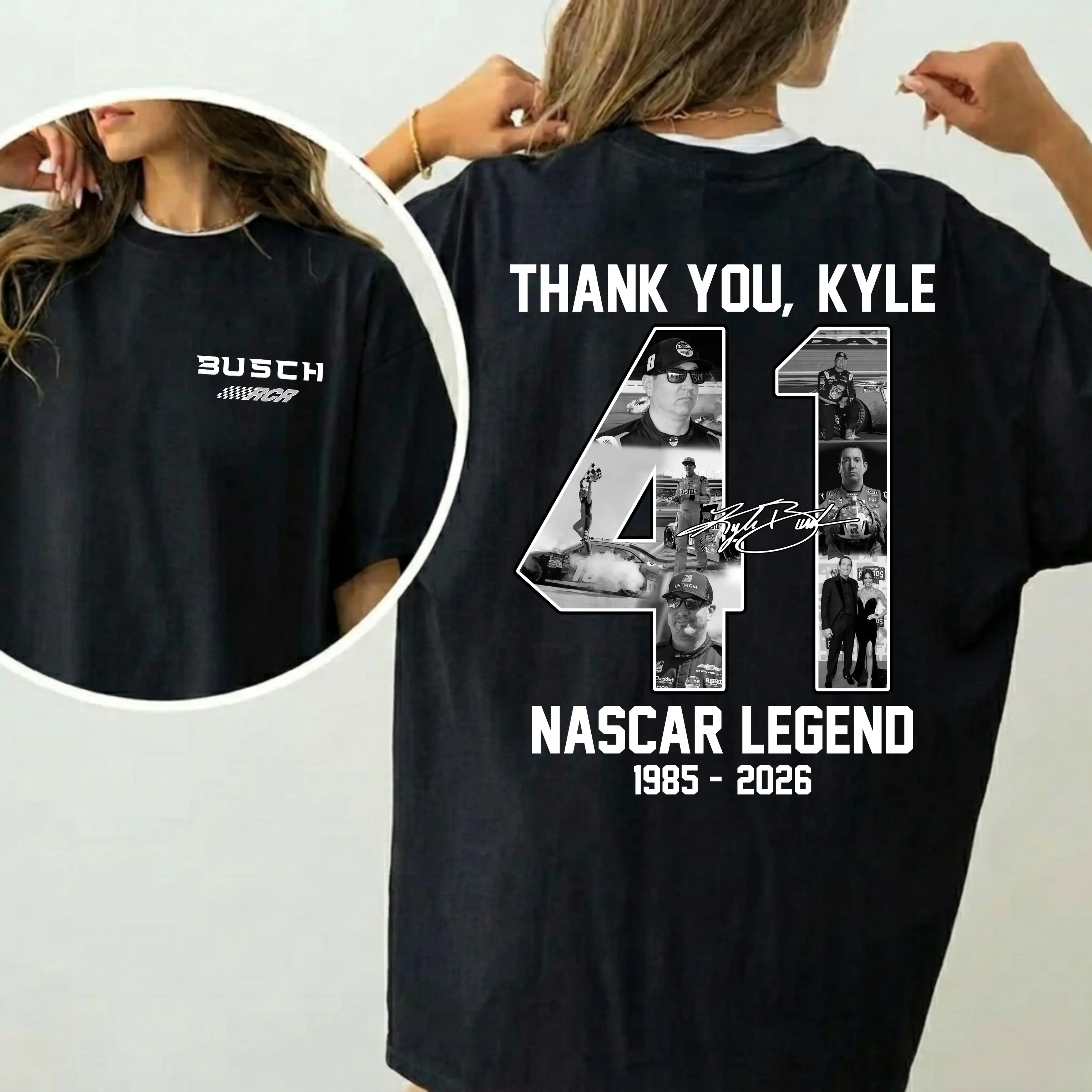 Thank You Kyle Busch 41 Tribute Shirt, NASCAR Legend Memorial Tee, RIP Rowdy 1985-2026 Shirt, Vintage NASCAR Tribute Top