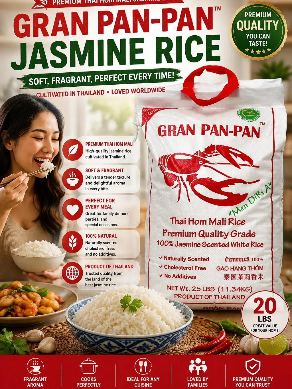 GRAN PAN-PAN JASMINE RICE 20LBS