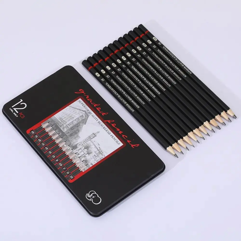 Sketching Pencil Set, 12pcs/set 2H-8B Sketching Pencil with Storage Box, Art Drawing Pencil Set for Students, School Supplies, Art Painting Supplies