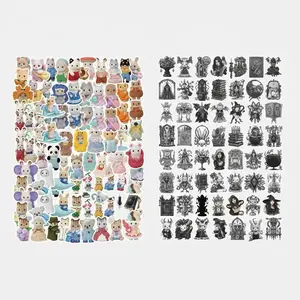 Cartoon Animal & Witchy Fantasy Sticker Bundle, Funny Stickers, 55pcs + 50pcs PVC Decorative Decals for Scrapbooking, Journals, Laptops, Water Bottles, Phone Cases