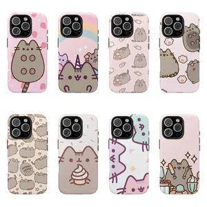 A Cute Pusheens Phone Case That Features Ice Cream, Compatible with for Samsung and iphone Models 17,16, 15, 14, 13, 12, 11 Pro Max, Halloween Christmas gift Made of Transparent TPU Soft Shell Smartphone