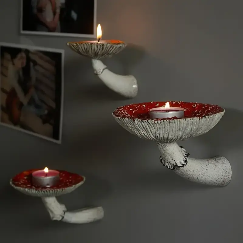 Mushroom Shelf 3 Pack Cute Cottage Core Wall Decor, Small Floating Mushroom Decoration Shelves For Bedroom Living Room Kitchen Office
