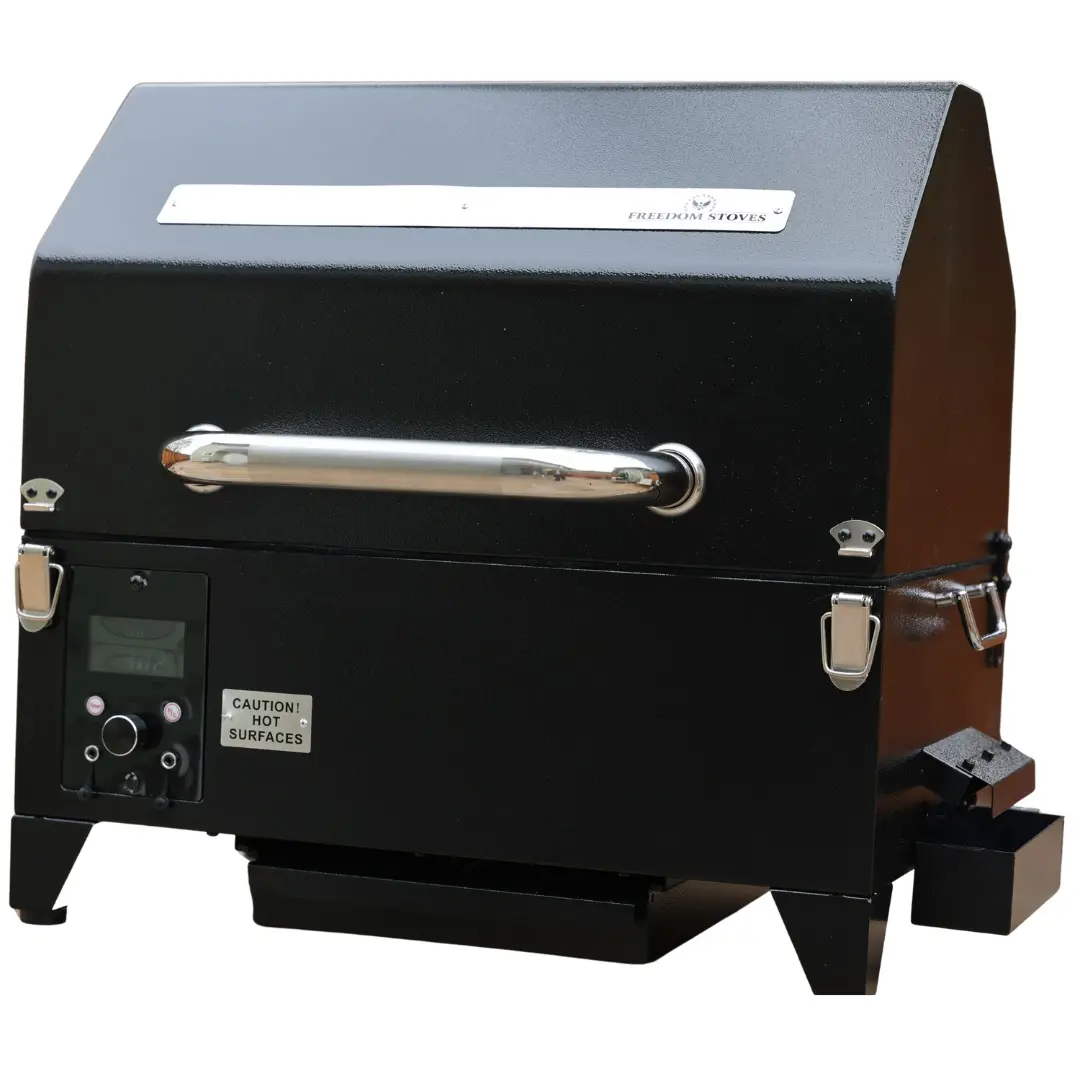 Freedom Portable Pellet Grill, Outdoor Grill Smoker Combo with Peaked Lid Design for Maximum Space