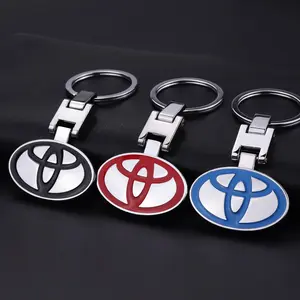 Car Logo Key Ring Zinc Alloy Keychain Decorative Accessories For Toyota 86 Mirai Supra Prado Alphard Crown Vellfire Sequoia Venza Avalon Prius Camry Yaris RAV4 Highlander Sienna Reiz Auris Harrier Fortuner CHR