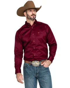 Ariat Men's Burgundy Solid Twill Long Sleeve Western Shirt - 10012635