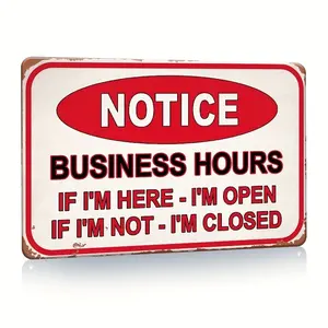 Retro Style Metal Sign for Business Hours 8x12 inches Ideal for Commercial Shops Bars Cafes Barber Shops Indoor Outdoor Decoration