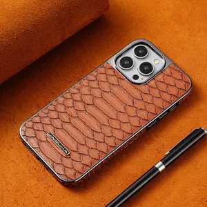 Vegan Faux Leather Snake Skin Pattern iPhone 17 16 15 14 13 12 Pro Max Case with Electroplated Frame Slim Shockproof Full Protection for Daily Use Protective Durable christmas phone cases