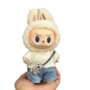 Doll Clothes for 6.7inch Labu-bu (No Doll), 3-Piece Chic Stylish Outfit Set Includes Top, Pants & Cute Bear Accessory, Premium Labubu Clothes for Doll Clloctors