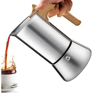 No Coating 12 Cup Moka Pot Thickened 304 Stainless Steel Stovetop Espresso Coffee Maker 600ml 20oz Mocha Percolator Greca Cuban Ideal for Making Rich Authentic Italian Café