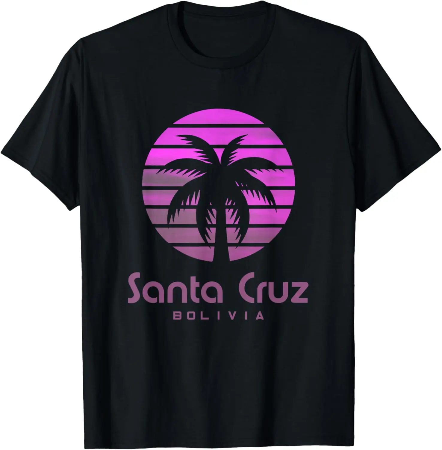 Women's 100% Cotton Casual Short-Sleeve Round Neck Graphic T-Shirt, Vintage Distressed Style with Santa Cruz Bolivia Print, Shortsleeve