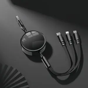 Multifunctional Charging Cable, 3-In-1 USB-C/l/micro USB Ports, Retractable Car Charger for iPhone/samsung/ps/kindle, Universal Device Charger, Retractable Automotive Charger