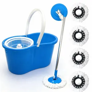 Self-Wringing Spin Mop with Bucket - 360° Spinning Microfiber Mop for Hardwood, Tile & Laminate Floors, Wet & Dry Floor Cleaning System with Wringer