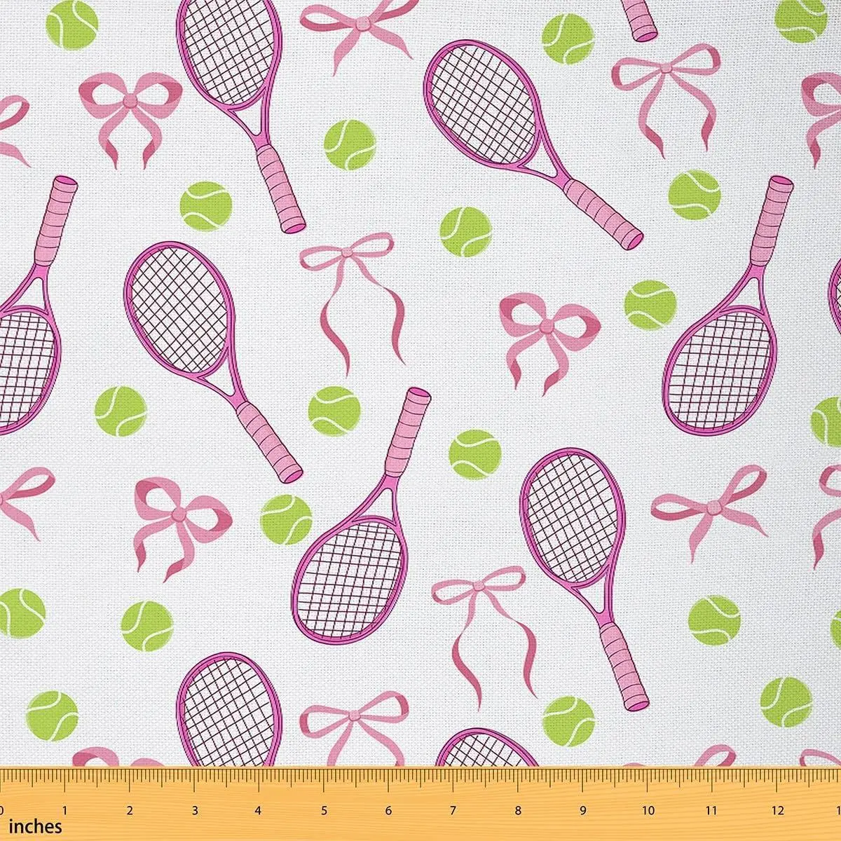 Feelyou Tennis Theme Watercolor Flannel Polyester Fabric - Non-Stretch Cute Princess-Style Textile for Home Sewing, Craft Projects