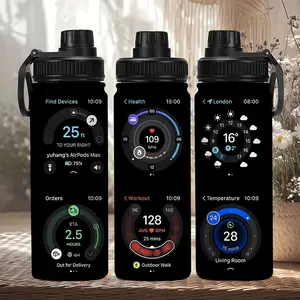 1pc Health Data Dial Theme Pattern, 20oz Stainless Steel Insulated Water Bottle, Double-Layer Vacuum Insulated Cup, Insulated Coffee Cup, With Handle/Anti-leak, Insulated Travel Drinkware, Halloween, New Year Gift, Vacuum Insulated Tumbler