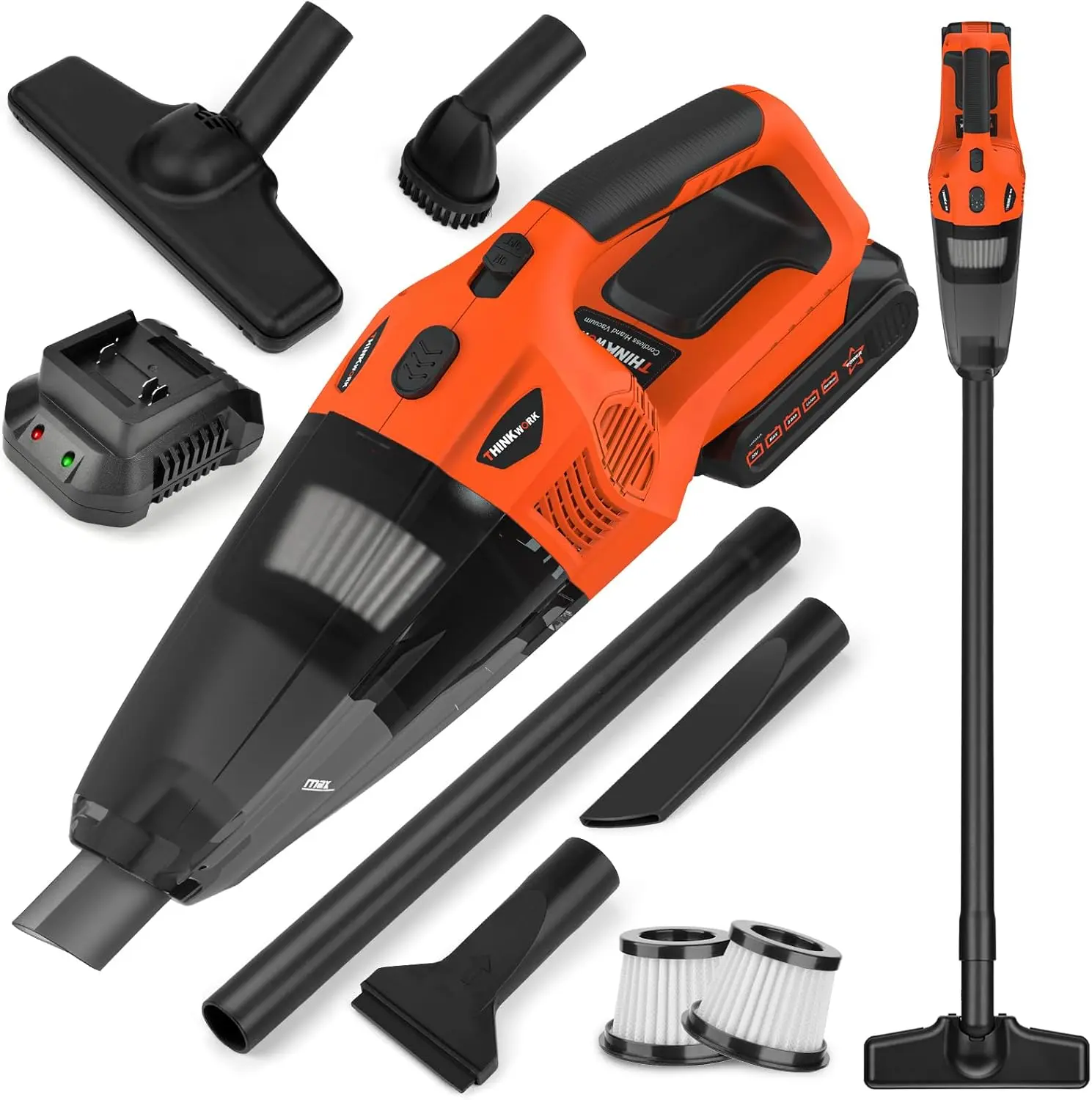 THINKWORK Handheld Vacuum Cordless 20V with Battery, Strong Suction Powerful Portable Shop Vacuum Wet/Dry 150W Motor for Floor, Carpet