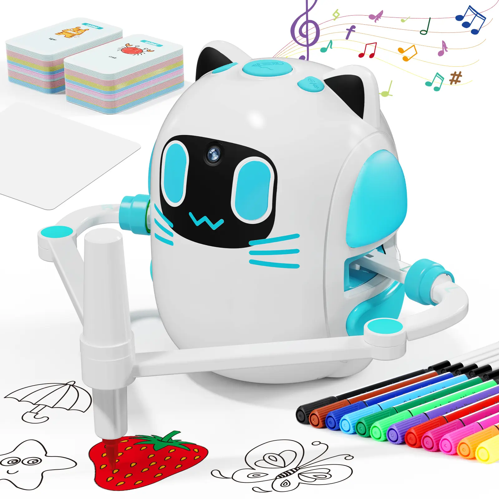 Drawing Robot for Kids with 150 Cards, Voice Interactive Educational Drawing Machine, Montessori Painting Learning Toys for 3+ Year Old Boys Girls Birthday Party