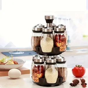 12pcs spinning bottom spice shakers, kitchen organizers and storage,kitchenware spice shakers set, with salt, pepper and sugar shakers - perfect for kitchen storage and organization.