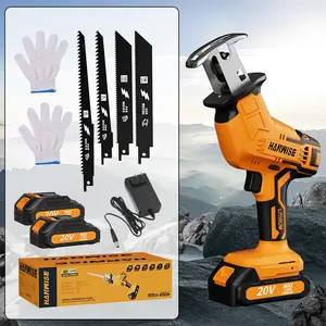 HANWISE's newly upgraded electric reciprocating saw, equipped with LED lighting and safety lock, for multi-purpose cutting, optional 1 or 2 batteries, including replaceable saw blades, discounted tool set, men's gift, Christmas gift