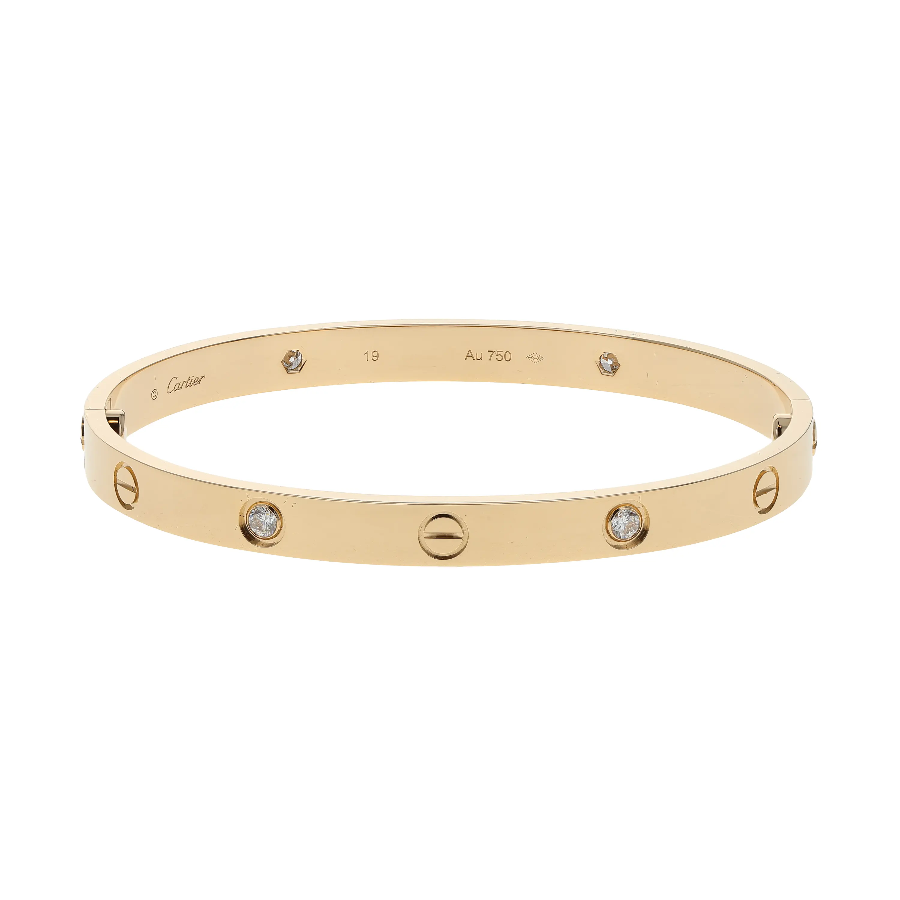 Pre-owned Cartier Love Bangle Bracelet Size 19