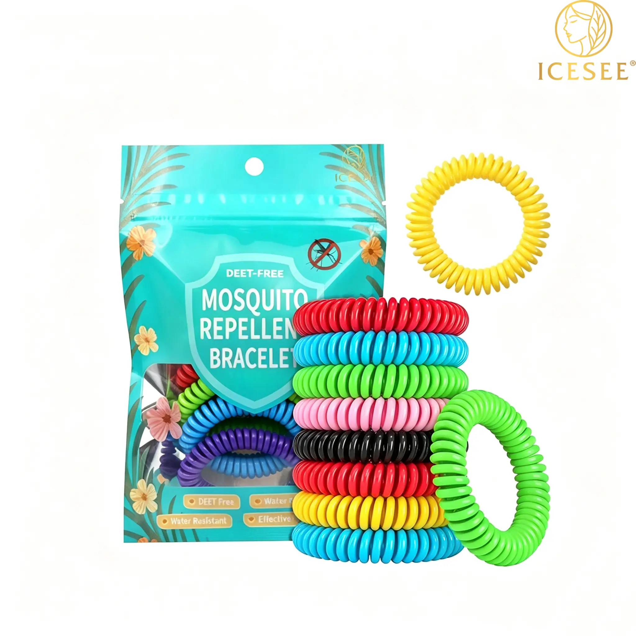 ICESEE 12 Pack Plant Essential Oil Scent Wristbands, DEET-Free Aroma Bracelets, Waterproof Gentle Scent Bands for Adults & Kids, Outdoor Beach Travel Essentials, Essential Oils