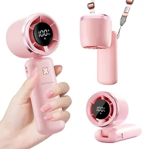 Summer Portable Handheld Lanyard Fold Cannon Fan, Fast Cooling Mode, DigitalDisplay, Ai-Powerful Cool, 100 Level Variable Speed Control, Silent, 3600mAh, USBCharging Turbo Power, Compact, Lightweight, Suit For Various Occasions PerfectHoliday Gift
