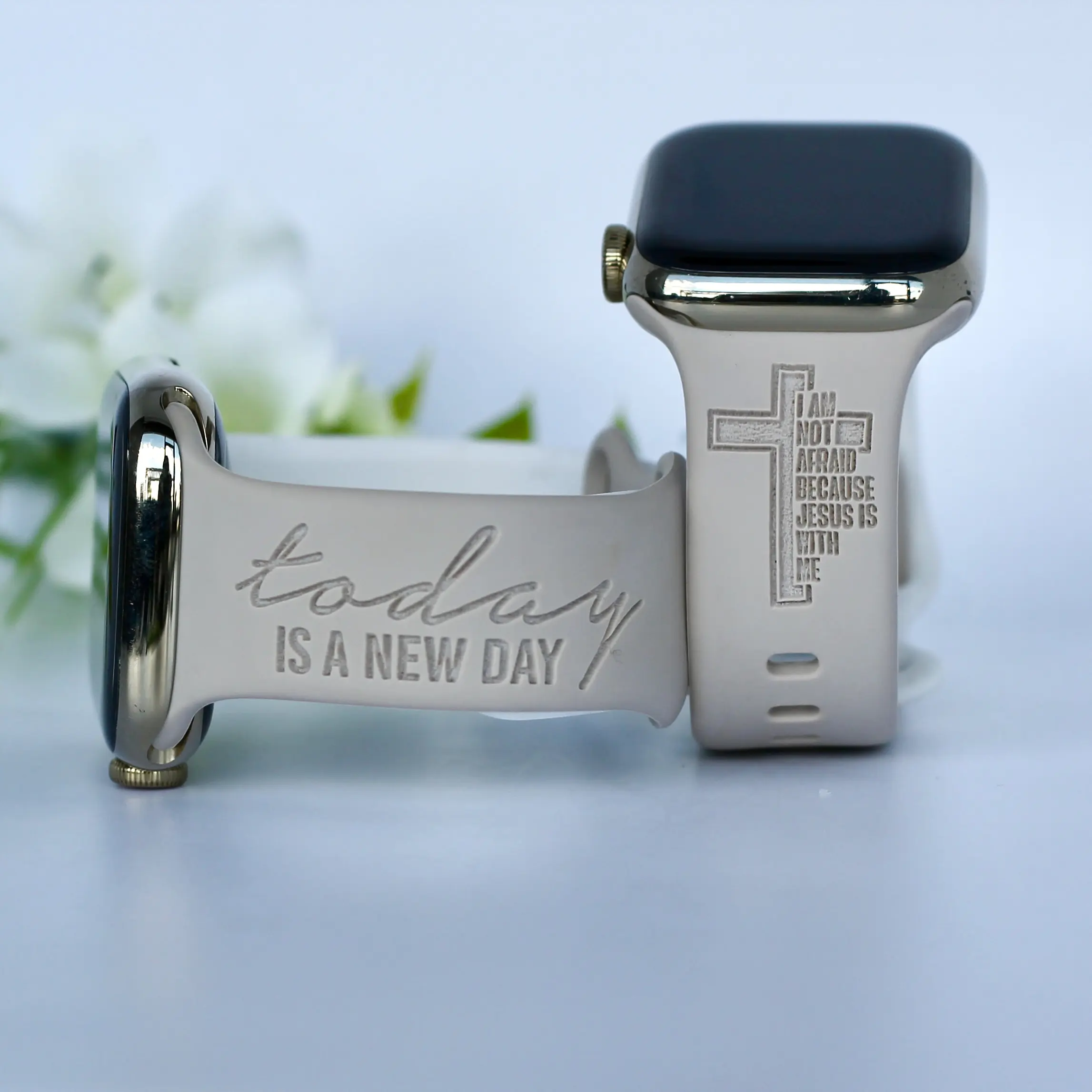 Engraved Faith Watch Band for Apple - Personalized Custom Religious Messages Bracelet - Compatible with All Series of Apple Watch