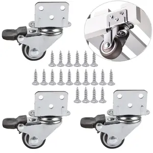 1" Swivel Plate Caster Wheels with  L-Bracket Side Mount TPR Rubber Small Furniture Replacement Silent Mute Locking Casters for Furniture  Set of 4
