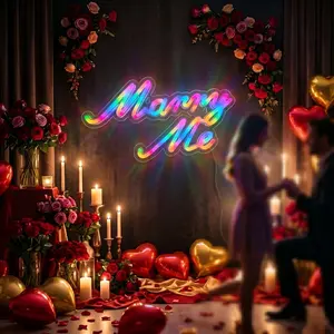 1 PC Marry Me LED Neon Sign with Smart APP Remote Control, 12.2'' Rainbow RGB Neon Light, Voice Music Sync Wall Decor for Marriage Proposal, Wedding Party, Bedroom Romantic Atmosphere, USB Powered