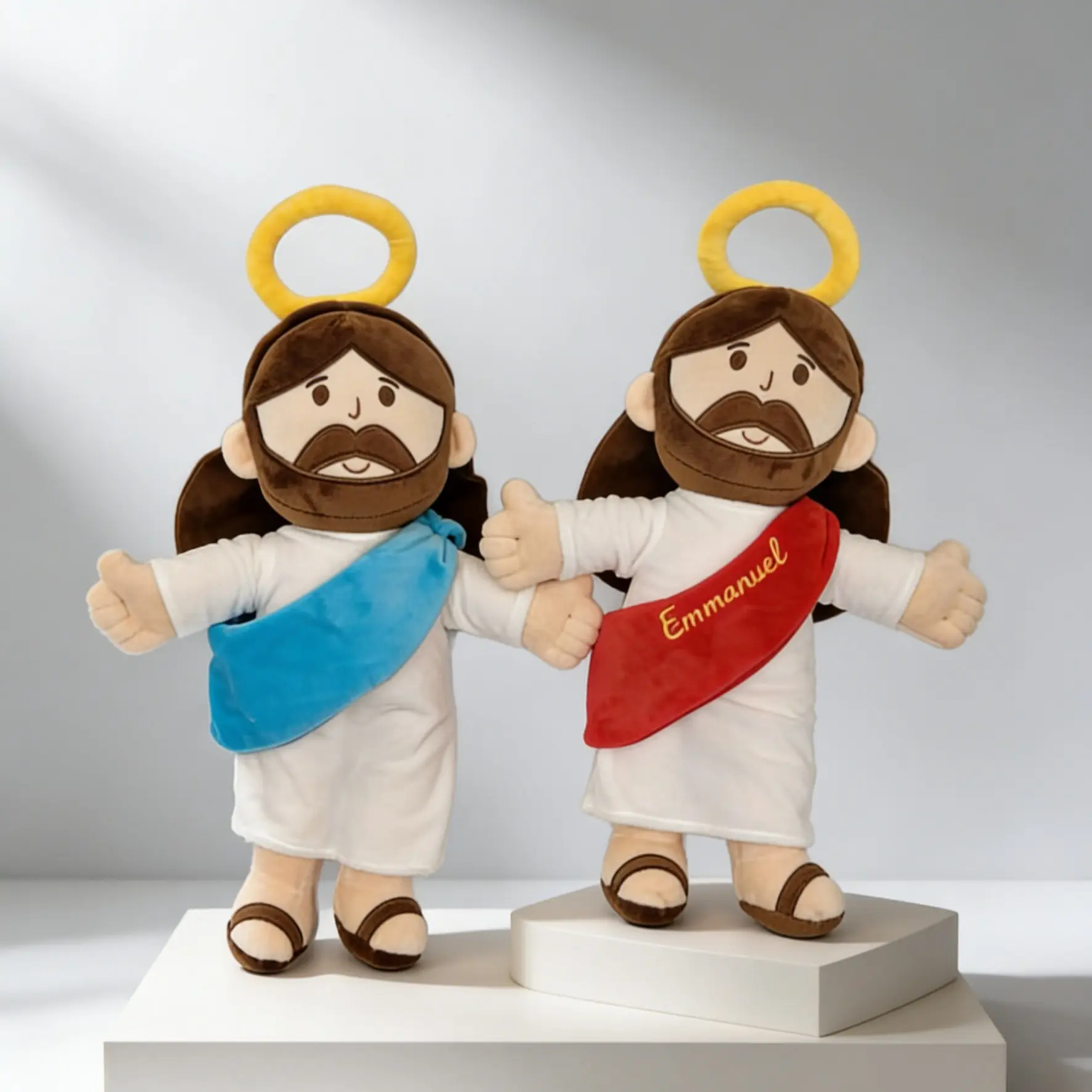 Jesus Blue Plush Doll, Guardian Angel Baptism Toy, Children Religious Easter Gift, Soft Stuffed Animal for Kids