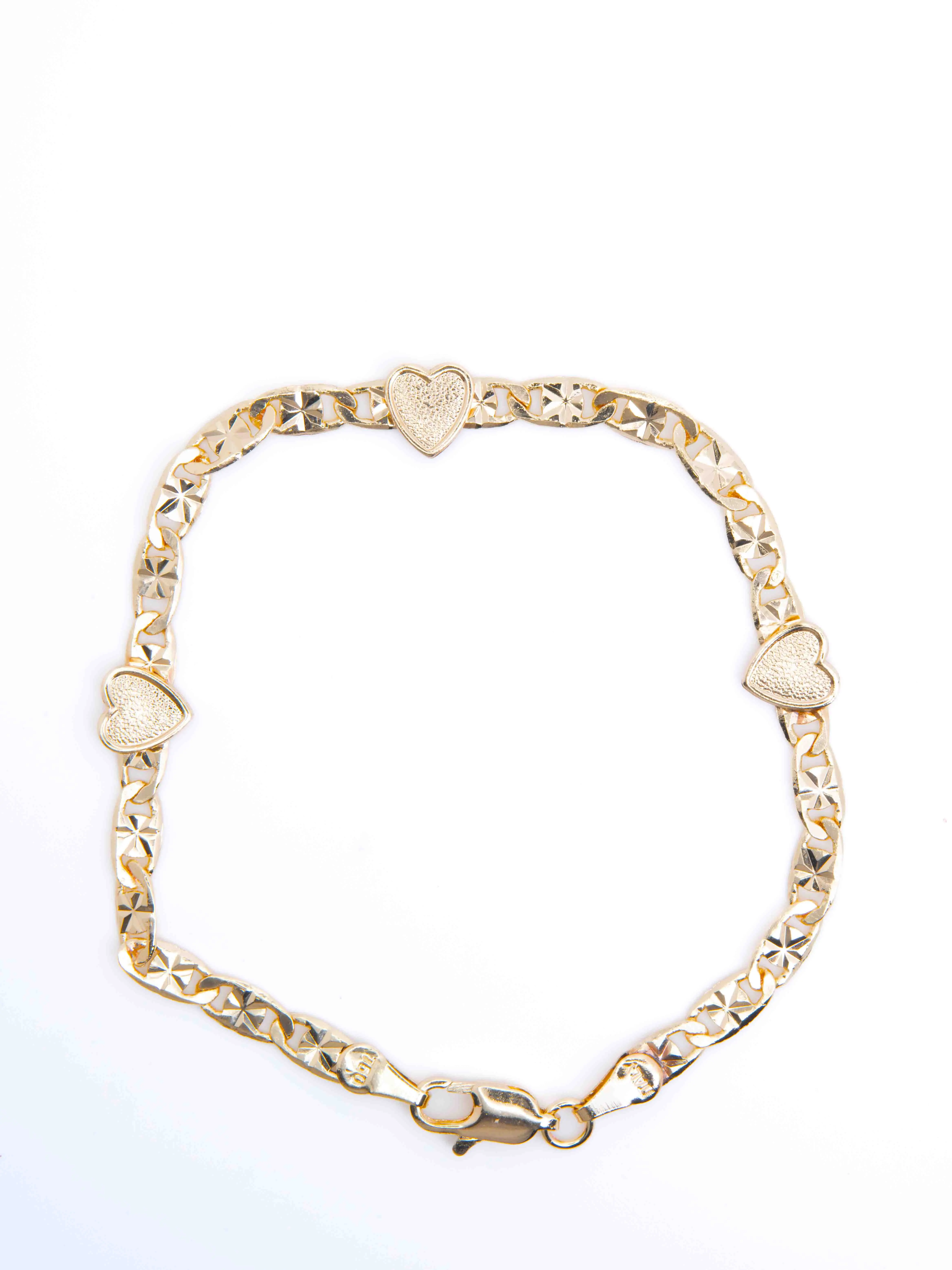 Dainty Gold-Plated Heart Bracelet Jewelry - Elegant Gold-Tone Bracelets & Bangles, Fashion Costume Jewelry Accessory, 7.5in Length