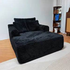 All Foam Vacuum Compressed Sofa Simple Corduroy Striped Fabric Sofa Bed High Density Rebound Foam Small Apartment Furniture