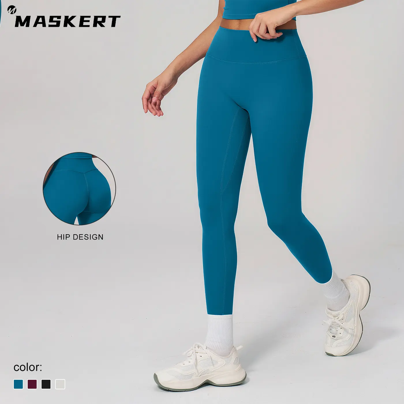 MASKERT Women's High-Waist Athleisure Fitness Leggings – Solid Color, Highly Elastic, Breathable, Seamless Slim Fit for Gym & Yoga, Women’s Activewear Gym Clothing, summerwins tiktokshopbacktoschool