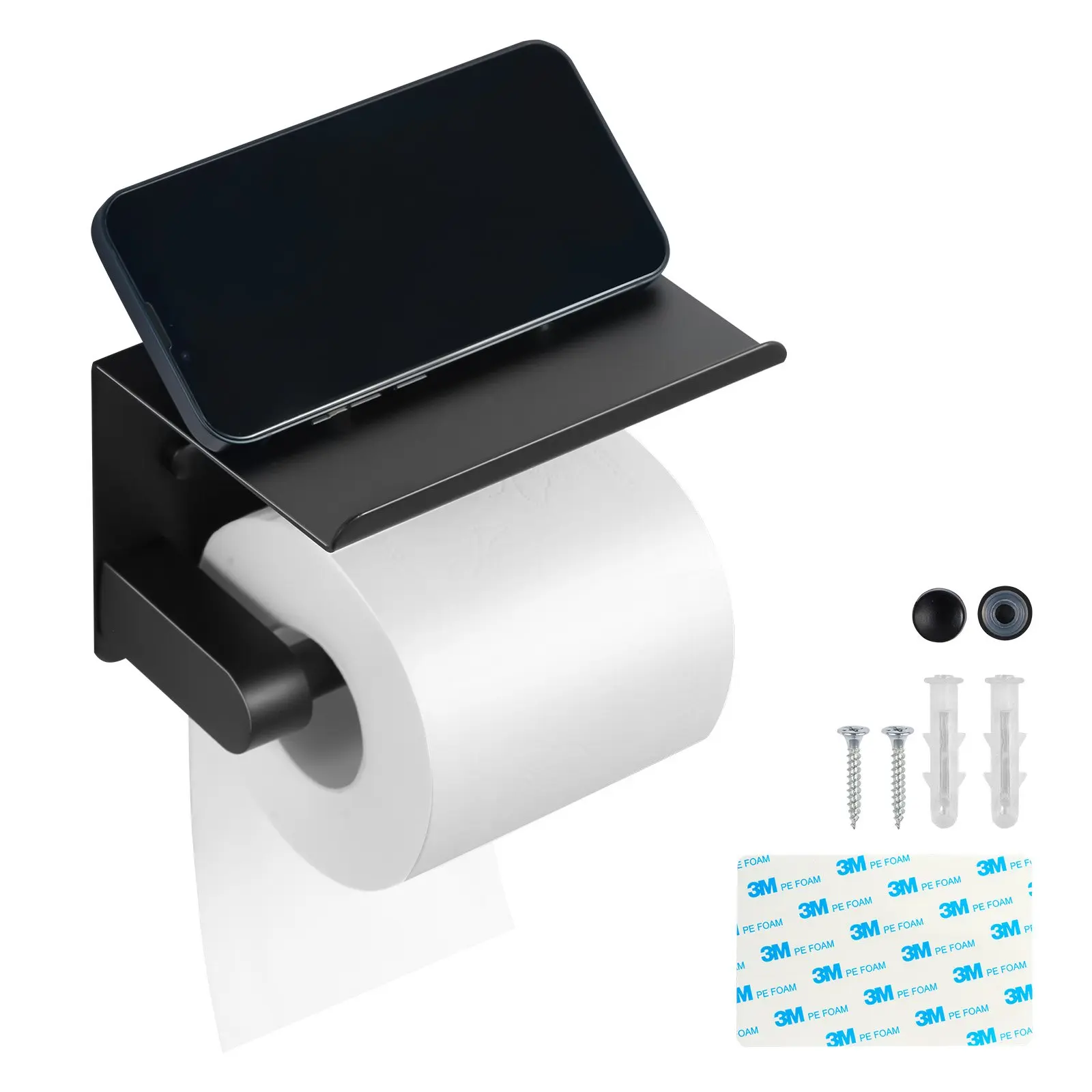 【summerfinds】VEVOR Stainless Toilet Holder with Storage, Smooth Waterproof Wall-Mounted Toilet Paper Holder with Shelf for Mega Rolls, Easy Installation, Toilet Paper Organizer, Steel