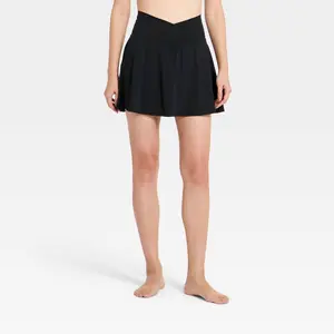 Women's Everyday Soft Mid-Rise Crossover Waistband Skort 14.5" - All In Motion Black L