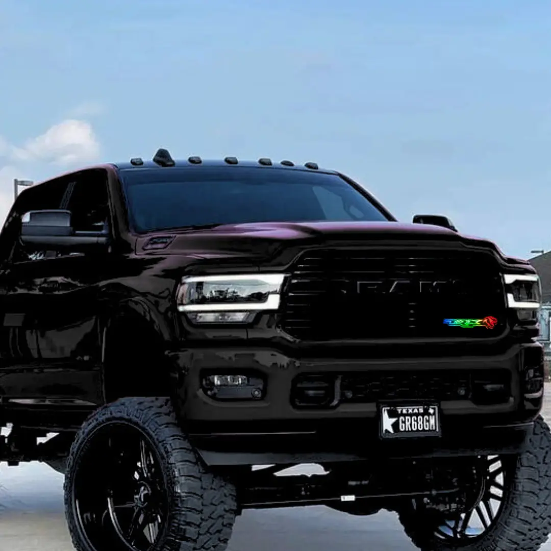 RAM TRX LED Grille Badge - T-Rex Style Luminous Emblem, RGB Flow Series Automotive Vehicle Accessory, Truck Accessories for Vehicle Exterior Decoration