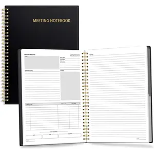 Half Meeting Half Note - 7.5"x10" Professional Notebooks for Work - 160 Pages, B5 Size Project Planner, Spiral Meeting Agenda/Minutes Organizer for Women Men, Note Taking, Office & Business