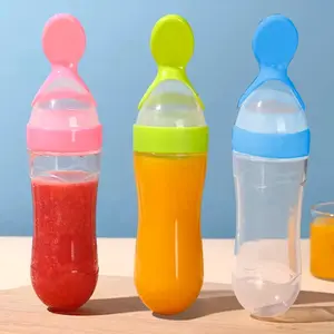 Silicone Baby Food Storage Bottle with Spoon, 3pcs Baby Food Container with Dustproof Lid, Baby Food Storage Container for Home & Outdoor, Silicone Utensils Set