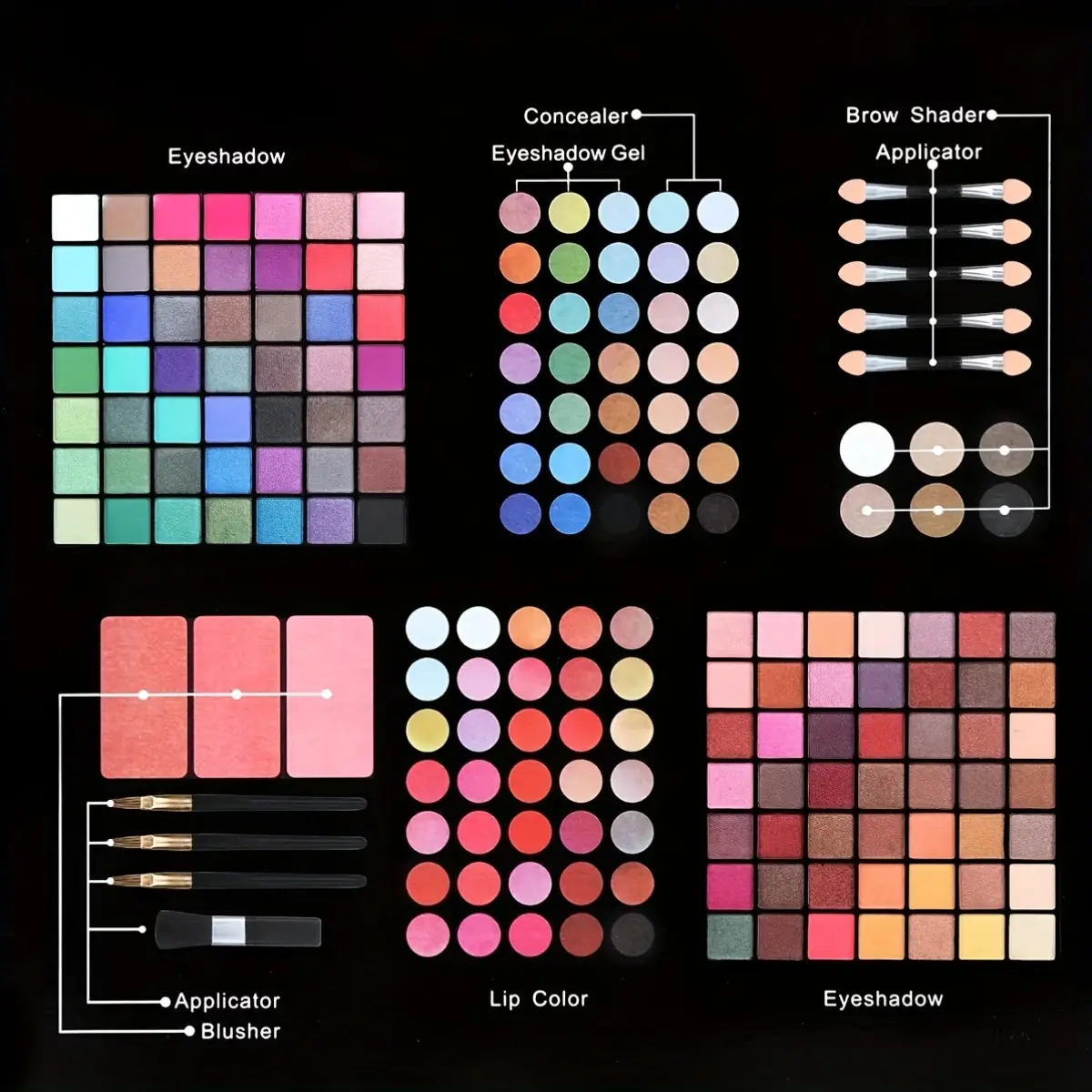 Women's All-in-1 Makeup Kit Gift Set - Includes Eyeshadow Palette, Lip Gloss, Lipstick, Blush, Foundation, Concealer, Mascara, Eyebrow Pencil & Brush Set