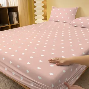 1PC Printed Fitted Sheet, Machine Washable, Soft & Comfortable, Anti-Slip & Non-Curl Design, Warm & Skin-Friendly for All Seasons, Festive Home Decor, Soft Breathable Sheet (No Pillowcase Included)